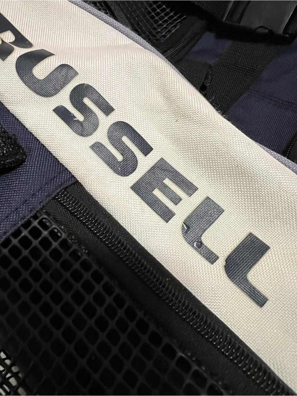 Russell Athletic Navy and White Backpack with Front Mesh Pocket